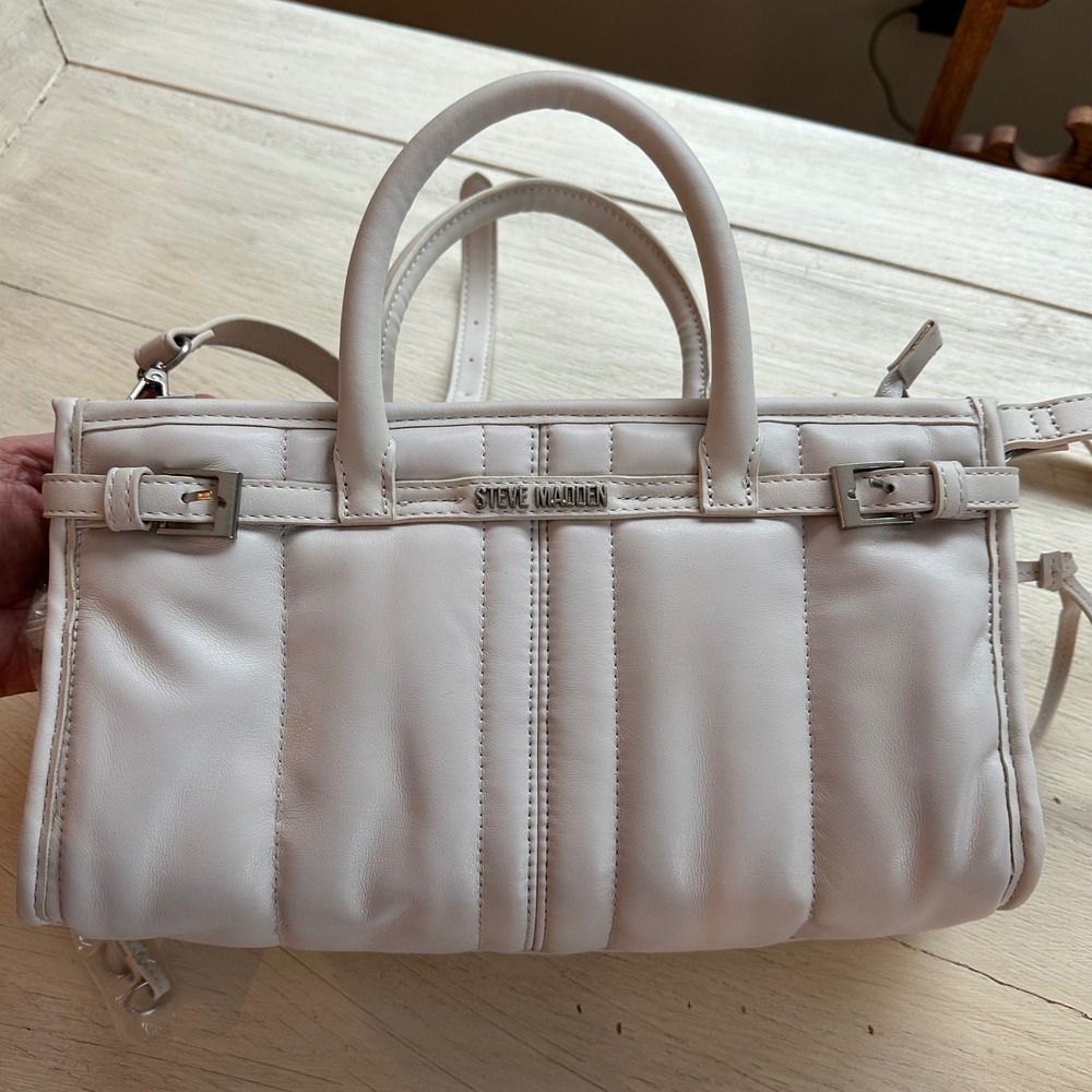 Steve Madden Y2K 80s 90s‎ Quilted Satchel Handbag Faux Leather Handle Crossbody